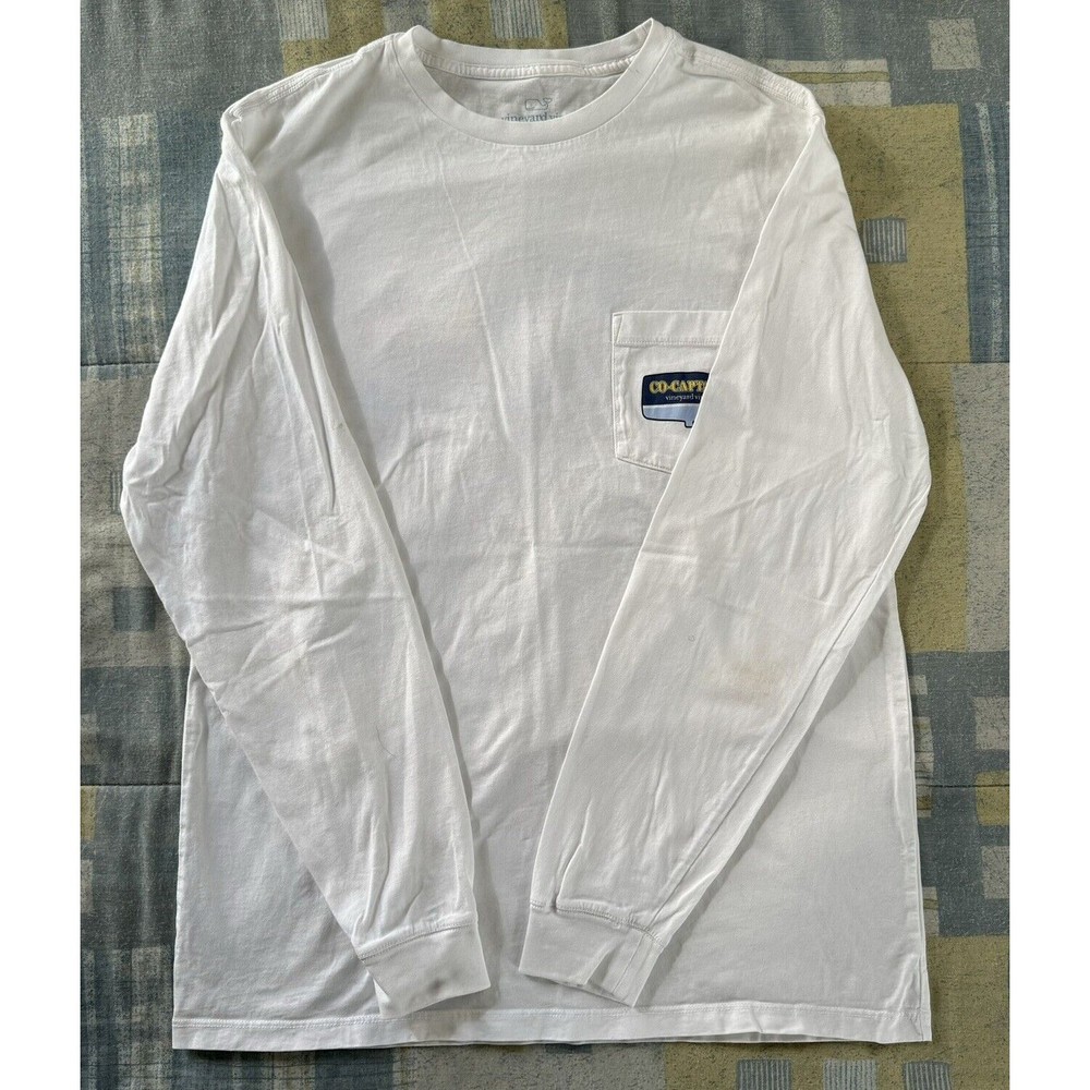 Vineyard Vines Men's Co Captain Dog Boat Pocket White L/S T-Shirt Small NWT